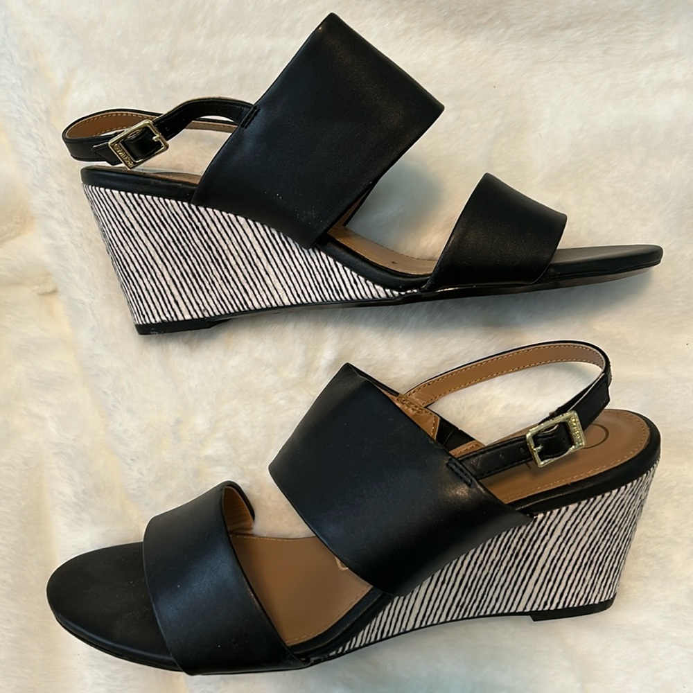 Calvin Klein Black Leather Wedges. US Size 9.